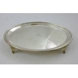 JAMES DIXON & SONS A GEORGIAN STYLE OVAL SILVER TEAPOT STAND centre monogrammed W, Birmingham