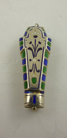 AN EGYPTIAN REVIVAL SILVER BRACELET, a large old Scarab mounted in silver coloured metal and a - Image 5 of 7