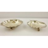 TWO SILVER BUTTER DISHES, one Walker & Hall with scallop feet and another Barker Brothers, on