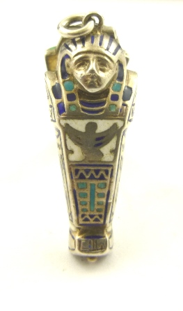 AN EGYPTIAN REVIVAL SILVER BRACELET, a large old Scarab mounted in silver coloured metal and a - Image 3 of 7