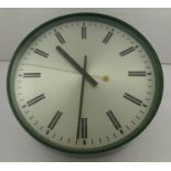 ROBERT WELCH FOR SMITHS INDUSTRIES LTD. A WALL CLOCK dated 1977, green plastic case with electric