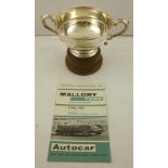 EDWARD VINERS A TWIN HANDLED SILVER TROPHY CUP awarded to the driver of an E-type Jaguar for 1st