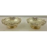 DAVIS DUFT, GLASGOW A PAIR OF SILVER BONBONNIERES each having a fretted and applied wire rim, on a