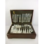 ARTHUR PRICE A "COUNTY PLATE" SILVER PLATED CANTEEN OF CUTLERY in mahogany box with hinged lid and