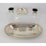 EDWARD VINER A SHEET SILVER BREAD DISH with plain rolled rim, Sheffield 1933, a pair of Walker &