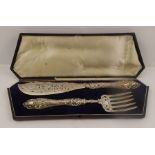 PROBABLY AARON HATFIELD & SONS A PAIR OF SILVER FISH SERVERS having hallmarked blade, tines and