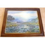 H. HANCOCKS "Highland landscape", a Watercolour, signed, 38cm x 52cm in oak frame