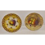 TWO ROYAL WORCESTER CABINET PLATES c.1930's, the fruit centre pieces painted and signed by Albert