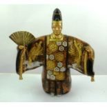 A 20TH CENTURY CAST, WORKED AND PAINTED MODEL OF A JAPANESE SHOGUN in ceremonial coat, holding a