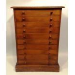 A VICTORIAN MAHOGANY COLLECTOR'S CABINET bearing label "James Gardner, 52 High Holborn" 70cm high