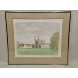 DAVID GENTLEMAN "Kings College, Cambridge" a lithographic print, signed in pencil, limited edition
