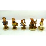 A SELECTION OF FIVE GOEBEL HUMMEL PORCELAIN FIGURES, including Goose Girl etc.