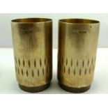 DEAKIN & FRANCIS A PAIR OF SILVER BEAKERS, each with bright cut exterior and bark foot, Birmingham