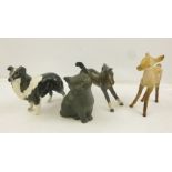 A BESWICK COLLIE DOG, A FOAL and a black matt CAT