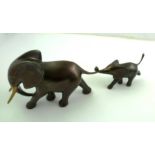 LOET VANDERVEEN (1921-2015) "Elephant and Calf", a bronze sculpture with gilded tusks, limited