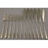 ELKINGTON & COMPANY LTD. A SET OF SILVER FISH KNIVES AND FORKS FOR SIX, Birmingham 1908, 653g