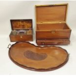 A REGENCY MAHOGANY AND BOXWOOD BOUND CASKET, having hinged lid with marquetry inlay and single