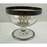 AN EARLY TO MID 20TH CENTURY GOBLET, possibly Scandinavian, with white metal decorative rim and