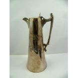 AN EPBM COFFEE/HOT WATER POT having conical body, upscrolled handle and engraved "KBC" initials,