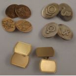 THREE PAIRS OF 9CT GOLD CUFFLINKS