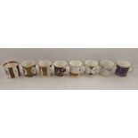 A SELECTION OF MODERN PORCELAIN COLLECTABLE CUPS, MUGS AND BEAKERS to include; Queen Mother 1990,