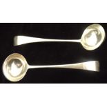 CHAWNER & CO. (GEORGE WILLIAM ADAMS) A PAIR OF VICTORIAN SILVER SAUCE LADLES, London 1871, 93g.