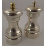 M** C** HERSEY & SON LTD. A LATE 1980'S/90'S SILVER PEPPER GRINDER AND SALT GRINDER, London, 10cm