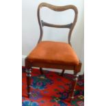 A PAIR OF LATE VICTORIAN BALLOON BACK SINGLE CHAIRS, each with turned and carved forelegs and