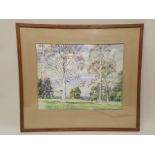 MABEL FRANCIS WICKAM Mature Parkland with distant village, Watercolour, signed, 35 x 45cm in