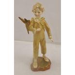 A ROYAL WORCESTER FIGURINE BY FREDA G. DOUGHTY "The Parakeet", with ivory ground and gilt