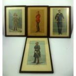 FOUR VANITY FAIR SPY PRINTS includes; "Bobs", June 21st 1900 and others in uniform, 31.5 x 18.5cm,