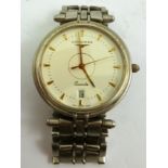 A LONGINES GENTLEMAN'S WRIST WATCH having quartz movement, the dial with batons and date aperture,