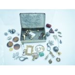 A SELECTION OF ASSORTED ITEMS to include cinnabar, lacquer, old ivory, silver coloured metal etc.