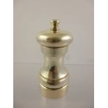 W** W** A CLASSIC STYLED SILVER CLAD PEPPER MILL by Peter Piper, London 1980's, 10.5cm high