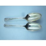 THOMAS & WILLIAM CHAWNER & ANOTHER TWO GEORGIAN OLD ENGLISH PATTERN SILVER TABLE SPOONS, both with