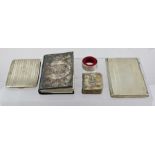 A MIXED SELECTION OF SILVER AND WHITE METAL ITEMS, comprising two cigarette cases, silver fronted