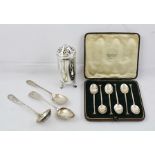 MAPPIN & WEBB A SET OF SIX SILVER COFFEE SPOONS, having seal terminals in original vending box,