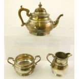 HORACE WOODWARD & CO. A SILVER THREE-PIECE TEA SET, comprising teapot, sugar and milk, of baluster