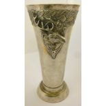 WURTTEMBERGISCHE METALLWARENFABRIK A FOREIGN SILVER COLOURED METAL CHALICE, cast and applied with