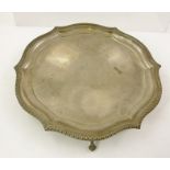 ROBERTS & BELK A FANCY HEXAGONAL SILVER SALVER, having cast and applied bead rim, plain centre (