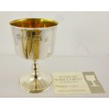 THE BARKER ELLIS YORK GOBLET. A limited edition silver goblet with gilded interior to the bowl, on