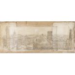 Unframed, unsigned, early 20th Century pencil sketch on paper, topographical study of Birmingham,