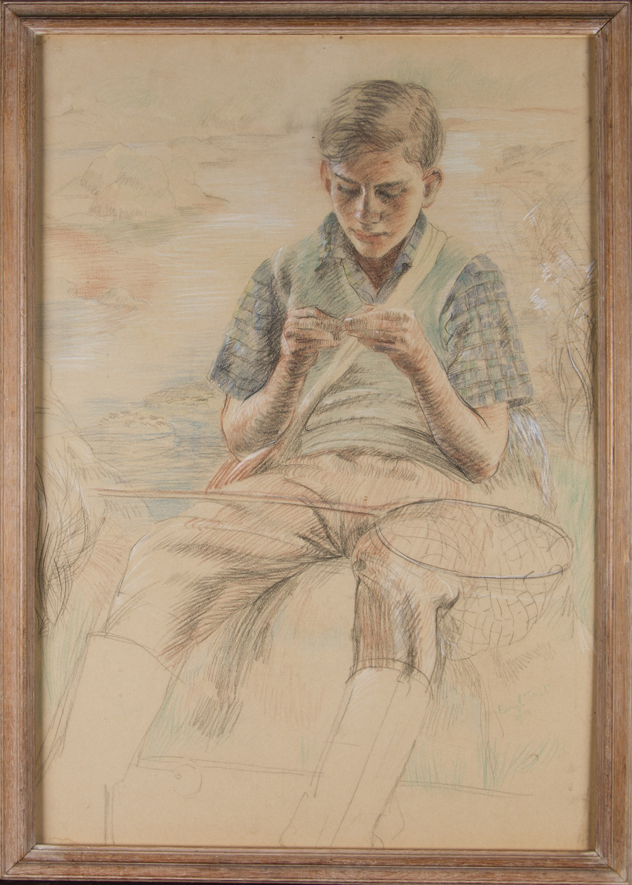 BERYL TRIST NEWMAN (1906 - 1991) Framed, signed, dated 1958, pastel on paper, three quarter length - Image 2 of 2