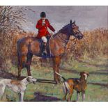 MALCOLM COWARD H.S.E.A. (b. 1948) Framed, signed, oil on canvas, Equestrian scene, showing rider