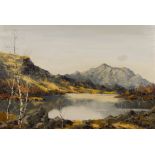 CHARLES WYATT WARREN (1908 - 1993) Framed, signed, oil on board, lake scene surrounded by mountains,