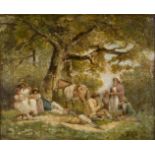 Attributed to GEORGE MORLAND (1763 - 1804) Framed, unsigned, oil on canvas, English scene with