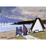 ROBERT DUNLEAVEY. Three unframed, signed, acrylic on board, 20th Century Irish School, Irish coastal