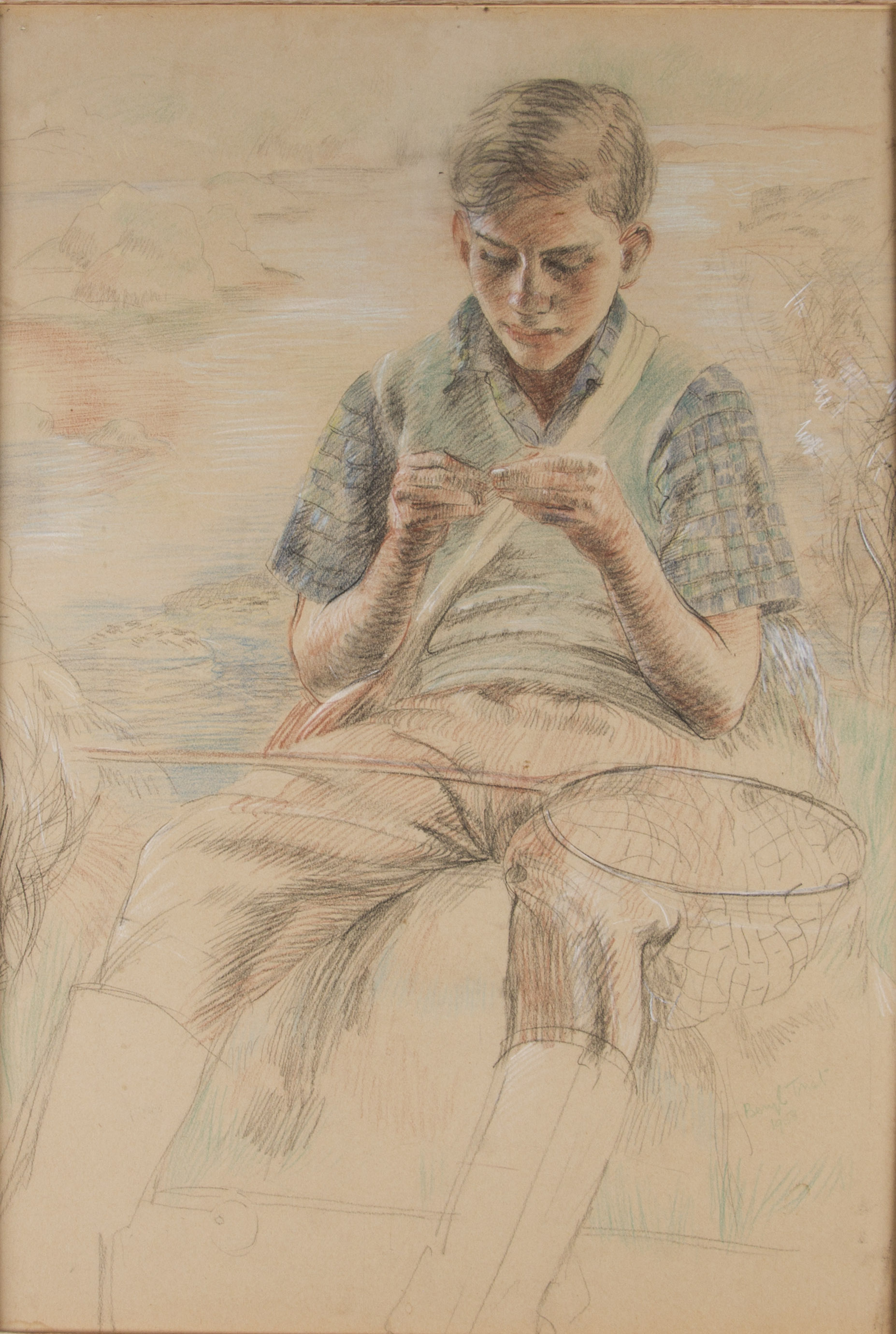 BERYL TRIST NEWMAN (1906 - 1991) Framed, signed, dated 1958, pastel on paper, three quarter length