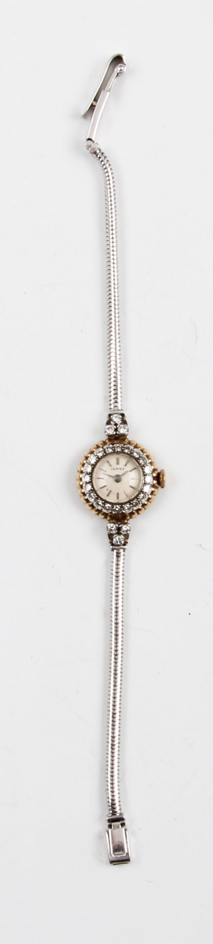 A yellow metal cased Vertex wrist watch, the cream tone dial having hourly baton markers, with bezel - Image 2 of 4