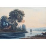 JOHN VARLEY O.W.S. (1778 - 1842) Framed, unsigned, watercolour on paper, calm evening river